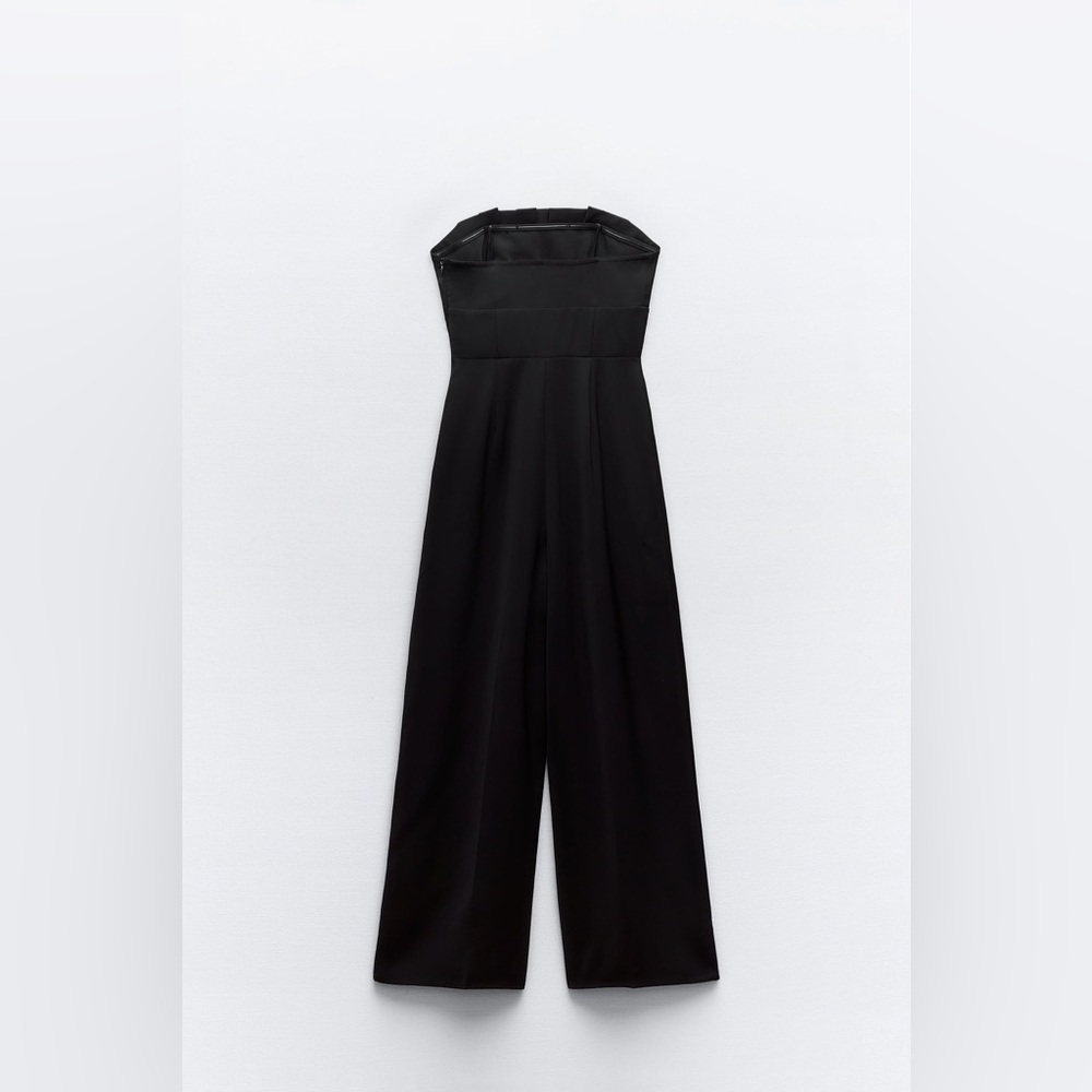 NWT Zara Black Strapless Long Button Jumpsuit Womens XS - Picture 5 of 10